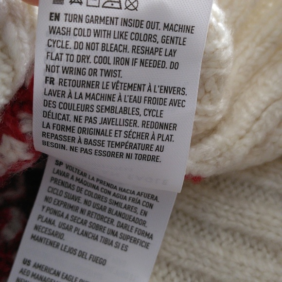 NWT American Eagle XXS Cable Knit Fair Isle Snowflake Mock Neck Sweater - Picture 14 of 17